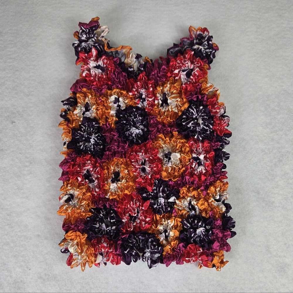 Multicolor Print Popcorn Top One Size